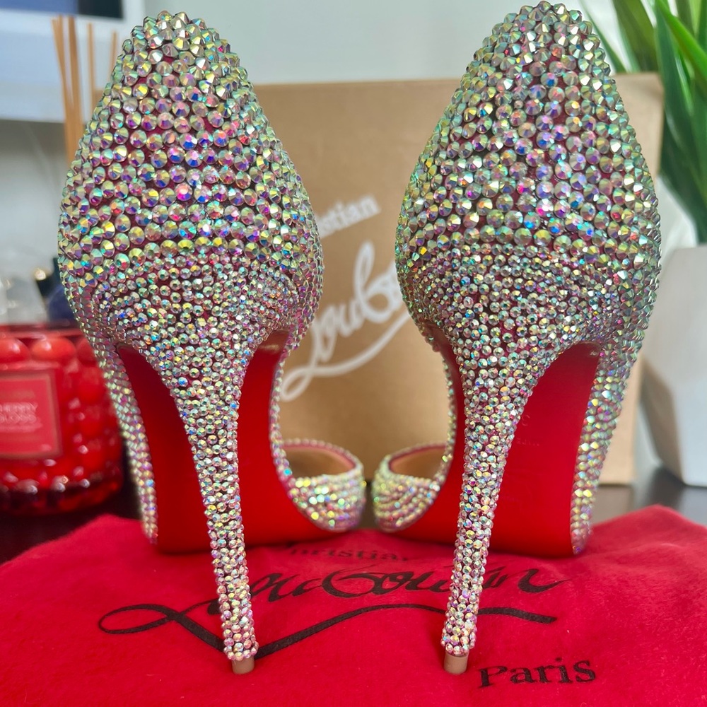 Christian Louboutin Swarovski Crystal Wedding Shoes Iriza 100 Rosa Strass 39.5 - Picture 2 of 5
